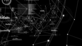 Aqua arc fading in ring forming clock hands advancing, ring retracting revealing web showing data. Futuristic, technology, digital, network, abstraction, analytics, interface - Powered by Shutterstock - Get 15% off with code: PIKWIZARD15