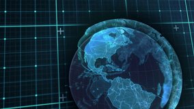 After activation holographic globe rotating with pulsing network lines showing regions on neon grid. Futuristic, digital, technology, visualization, interface, data, sci-fi - Powered by Shutterstock - Get 15% off with code: PIKWIZARD15