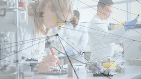 Female engineer placing PCB triggers network overlay while soldering components for IoT monitoring. Electronics, innovation, technology, collaboration, circuitry, connectivity, engineering - Powered by Shutterstock - Get 15% off with code: PIKWIZARD15