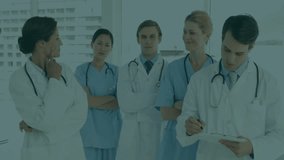 Medical team activating AR display monitoring gauges and line graphs for diagnostic decisions. Collaboration, innovation, technology, diagnostics, interface, professional, healthcare - Powered by Shutterstock - Get 15% off with code: PIKWIZARD15