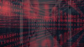 Opening server rack aisle activating red binary code scrolling across hall for showing data scan. Cybersecurity, data, digital, futuristic, technology, network, cyber - Powered by Shutterstock - Get 15% off with code: PIKWIZARD15