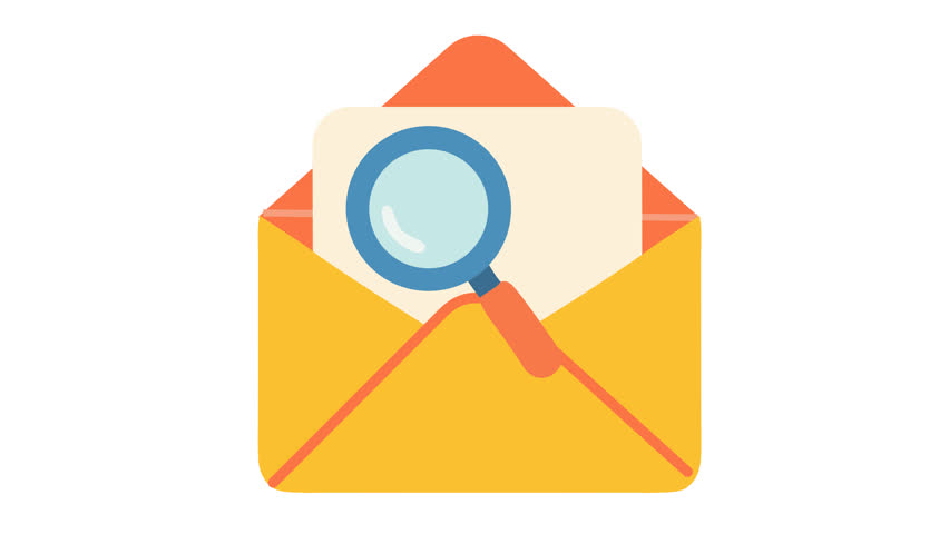 Approved checkmark on email verification and review icon in cartoon animation. Searching for a newsletter mail symbol. New message confirmation sign. Alpha channel.