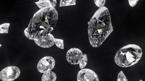 Diamonds fall slowly and spin with glowing edges in seamless 3D animation loop. - Powered by Shutterstock - Get 15% off with code: PIKWIZARD15