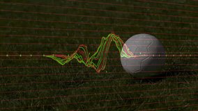 Foot tapping soccer ball spiking waveform while player dribbling to visualize motion data. Athletic, sport, technology, analytics, outdoor, action, dynamics - Powered by Shutterstock - Get 15% off with code: PIKWIZARD15