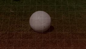 Grid emerging, bars and graph animating behind ball, cleat guiding ball sideways visualizing data. Sports, analytics, motion, technology, performance, visualization, equipment - Powered by Shutterstock - Get 15% off with code: PIKWIZARD15