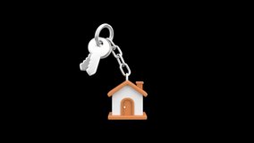 A keychain with house and keys symbolizes home ownership, security, real estate, rental, and property with Alpha Channel - Powered by Shutterstock - Get 15% off with code: PIKWIZARD15