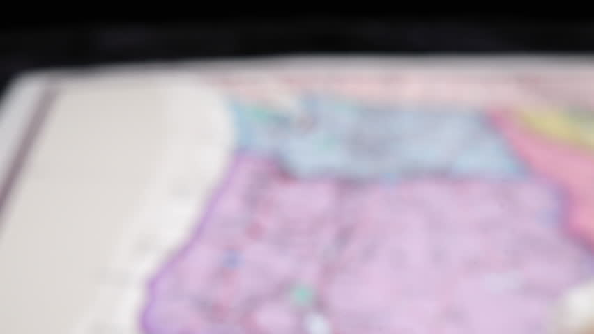Closeup Of Map Showing Portland, Oregon And Surrounding Areas. zoom-in shot, rack focus