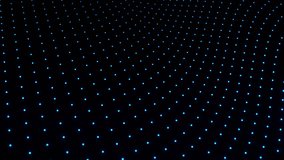 A seamless looping animation featuring a glowing blue dot matrix forming fluid, wave-like distortions over a black background, resembling a digital surface - Powered by Shutterstock - Get 15% off with code: PIKWIZARD15