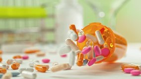 Super Slow Motion of Falling Medicine Dose with Various Pills at 1000fps. Pharmacy concept. - Powered by Shutterstock - Get 15% off with code: PIKWIZARD15