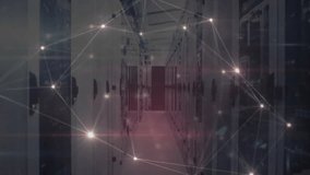 Second frame glowing nodes appearing in corridor starting growing network overlay showing data flow. Cybersecurity, technology, futuristic, connectivity, digital, innovation, networking - Powered by Shutterstock - Get 15% off with code: PIKWIZARD15