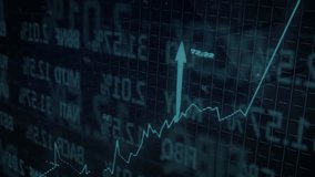 On load animating line graph with pulsing arrows rising on grid backdrop representing market growth. Data analytics, digital interface, technological, investment, futuristic, motion graphics, - Powered by Shutterstock - Get 15% off with code: PIKWIZARD15