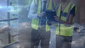 Project manager tapping tablet and engineer viewing network feed while inspecting construction site. Collaboration, construction, architecture, teamwork, digital, innovation, industrial - Powered by Shutterstock - Get 15% off with code: PIKWIZARD15