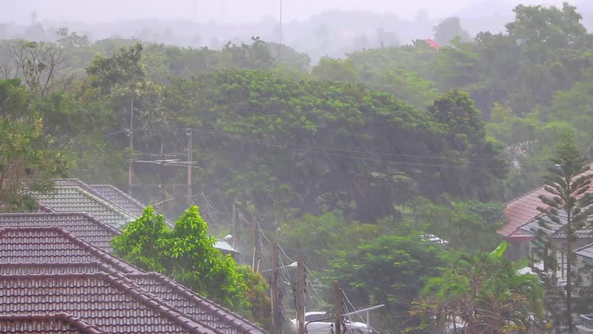 Heavy monsoon rain is coming it will be a rainy day in Pattaya Bang Lamung Amphoe Chon Buri Thailand in Southeastasia Asia.