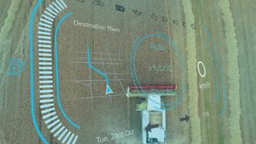 When map appears combine harvester accelerating in wheat field shifting modes to reach destination. Agriculture, smart farming, autonomous, precision, machinery, digital, rural - Powered by Shutterstock - Get 15% off with code: PIKWIZARD15