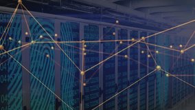 Network overlay emerging on server racks, pulsing nodes rising lines illustrating data analysis. Technology, cybersecurity, digital, innovation, data, connectivity, futuristic - Powered by Shutterstock - Get 15% off with code: PIKWIZARD15