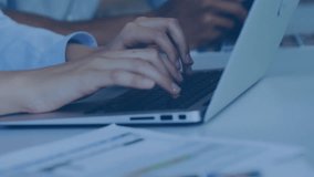 Animating key pressing initiating user icon emerging over keyboard as hands typing forming network. Collaboration, connectivity, digital, networking, teamwork, modern, professional - Powered by Shutterstock - Get 15% off with code: PIKWIZARD15