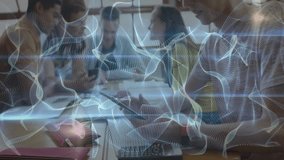 Instructor retrieving smartphone guiding students toward solving study tasks with tablet, notebook. Collaboration, education, teamwork, digital learning, mentoring, youth, technology - Powered by Shutterstock - Get 15% off with code: PIKWIZARD15