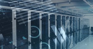 Opening server racks showing gauge updating, charts appearing, pulsing visualizing live monitoring. Technology, data, analytics, visualization, digital, network, infrastructure - Powered by Shutterstock - Get 15% off with code: PIKWIZARD15