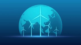Wind turbines - globe background loop - Powered by Shutterstock - Get 15% off with code: PIKWIZARD15