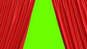 Red stage curtains opening and closing on a green screen - Powered by Shutterstock - Get 15% off with code: PIKWIZARD15