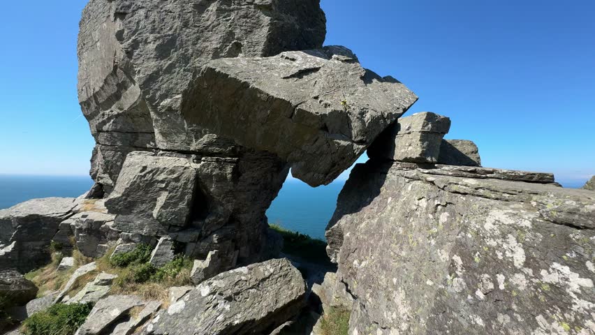 Unique rock formation in Valley of the Rocks, Devon