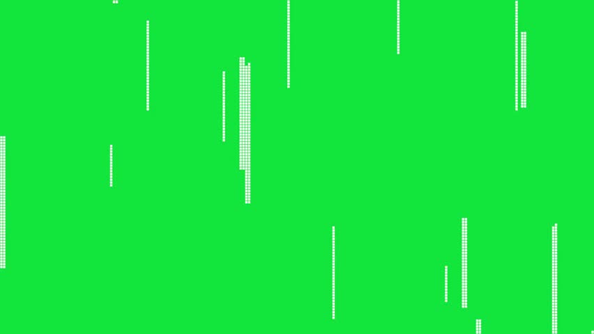 Falling White Pixels: Green Screen Digital Noise Background