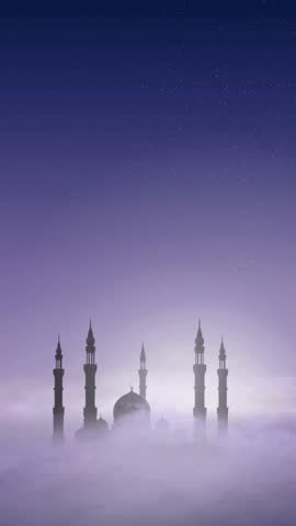 Blue and White Traditional Elegant Eid Al Adha Mubarak Greetings Mobile Video. 4K Video