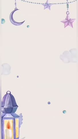 Watercolor lantern, moon, stars, and leaves illustration with dreamy soft colors. Perfect for Ramadan or fantasy themes.