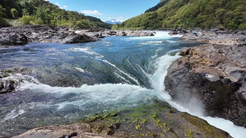  Powerful River Rapids Crashing Over Rocks in Forest