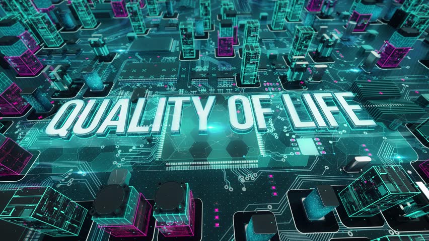 Quality of Life with digital technology hitech concept. 3D Illustration