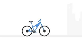 A clean and minimal 2D flat-style animation of a blue bicycle riding through a city scape. The animation is seamless and loop-ready, perfect for explainer videos, eco friendly presentations , - Powered by Shutterstock - Get 15% off with code: PIKWIZARD15