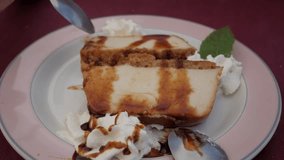 Delicious slice of pudding topped with whipped cream and caramel drizzle - Powered by Shutterstock - Get 15% off with code: PIKWIZARD15