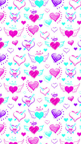 Vertical animated hand drawn hearts pattern doodle style motion hand drawn hearts texture. Valentine