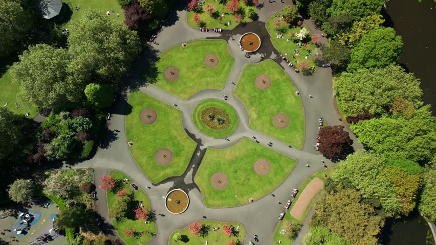 Tight framed, overhead aerial video of St Stephen