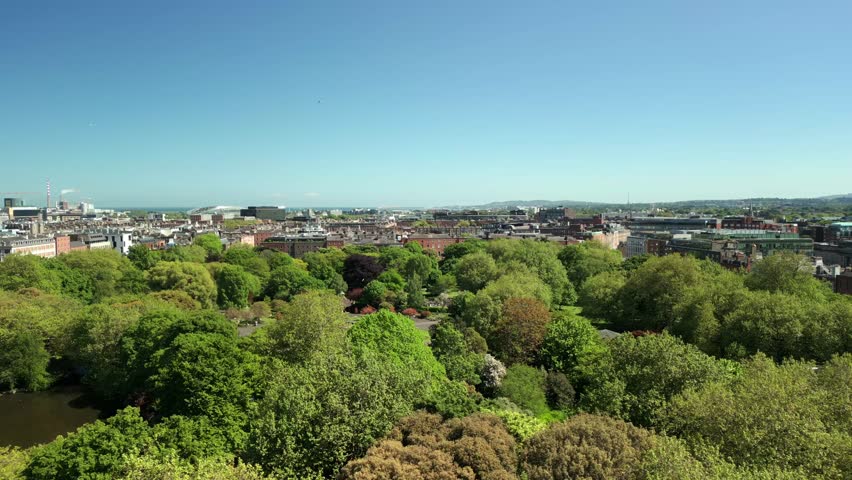 Low, ultra-wide aerial video of St Stephen