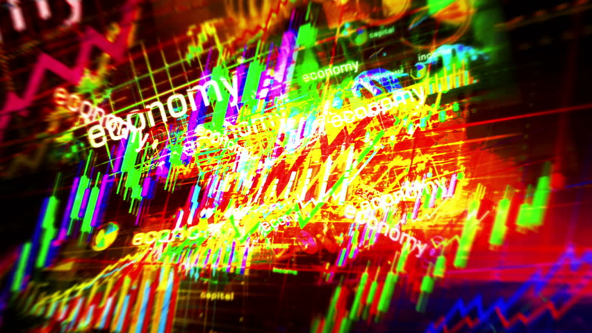Economy business charts and diagram symbol technology loop concept. Abstract sign on glitch screens seamless and looped.