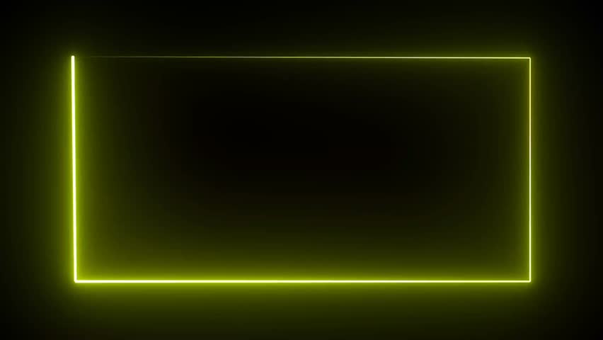 Neon green color glowing shape animation in retro style. Seamless black background 4k video