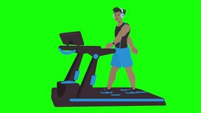 Man Walking on Treadmill with Headphones and Smartwatch Flat Style 2D Animation Seamless Loop Each Green Screen - Powered by Shutterstock - Get 15% off with code: PIKWIZARD15