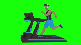 Man Running on Treadmill with Headphones and Smartwatch Smart Modern Cardio Fitness 2D Animation Seamless Loop Each Green Screen - Powered by Shutterstock - Get 15% off with code: PIKWIZARD15