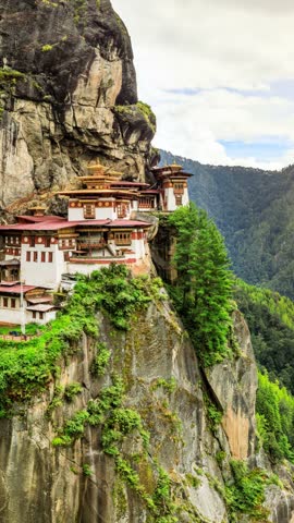 The amazing Tiger's Nest Monastery in Bhutan. Time Lapse.