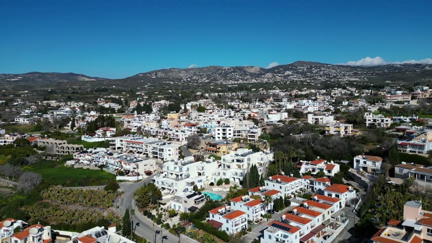 White houses in Cyprus. Amazing droneshot.