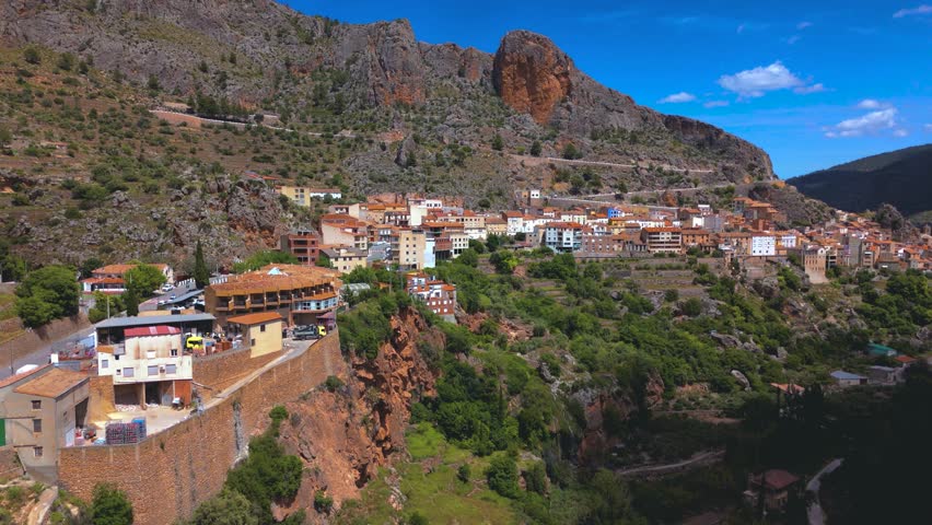 Aerial view of Ayna, Albacete, Castilla-La Mancha, Spain