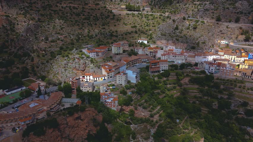 Aerial view of Ayna, Albacete, Castilla-La Mancha, Spain