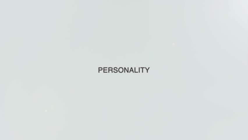 A hand holds a magnifying glass focusing on the word “Personality” on a clean white background, symbolizing self-discovery, character analysis, and detailed attention to individual traits