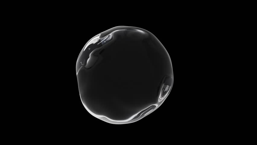 3D transparent liquid sphere spinning on black background. Ideal for skincare, serum ads, cosmetic product visuals, futuristic motion design, or elegant VFX overlays.