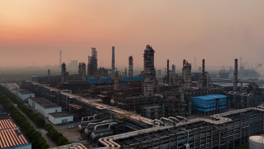 Aerial View of Aging Oil Refinery and Chemical Plant