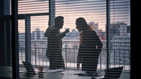 Angry director arguing secretary at big window room closeup. Stressed businessman holding papers gesturing aggressively. Upset nervous businesswoman throwing reports conflicting with business partner - Powered by Shutterstock - Get 15% off with code: PIKWIZARD15