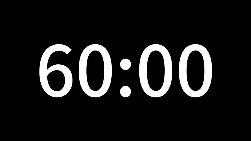 Countdown timer from 1 hour to 59 minute suitable for presentations, educational. The minimalist design ensures seamless integration with any video project. Ideal for editors looking for modern