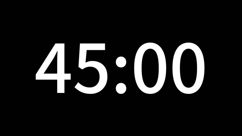 Countdown timer from 45 minute to 44 minute suitable for presentations, educational. The minimalist design ensures seamless integration with any video project. Ideal for editors looking for modern
