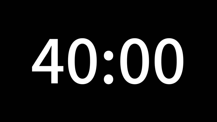 Countdown timer from 40 minute to 39 minute suitable for presentations, educational. The minimalist design ensures seamless integration with any video project. Ideal for editors looking for modern